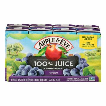 100% Pure Juice - Grape, 8 x 200ml Apple & Eve