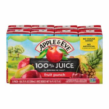 100% Juice - Fruit Punch, 8 x  200 ml Apple & Eve
