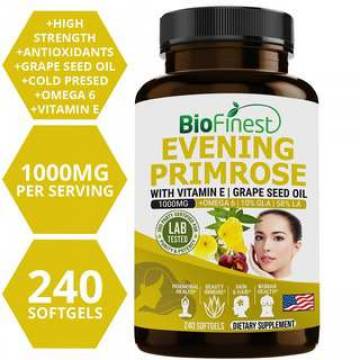 Evening Primrose Oil 1000mg Supplement, 240 Softgel Biofinest
