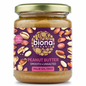Biona Organic Peanut Butter Smooth (Unsalted), 250g