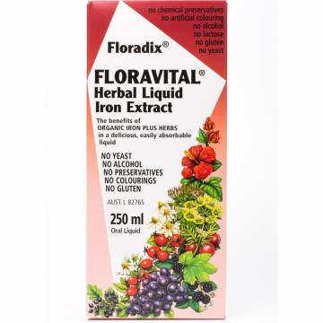 Salus Haus Floradix Floravital Herbal Liquid Iron supplement (Yeast/Gluten Free), 250ml