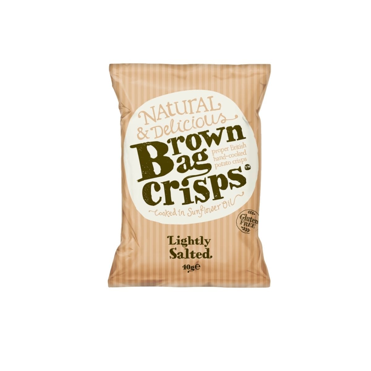 Brown Bag Crisps Lightly Salted 40g Brown Bag Crisps Lightly Salted 40g – artisan hand-cooked potato crisps