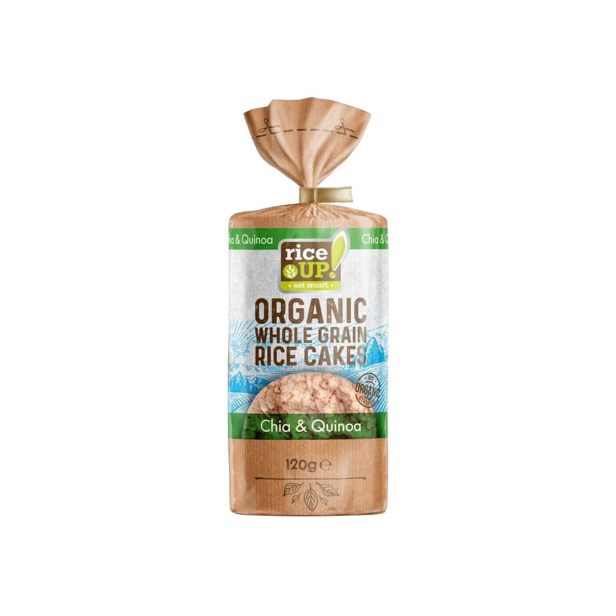 RiceUP! Organic Whole Grain Rice Cakes Chia & Quinoa 120g RiceUp! Organic Brown Rice Cakes with Chia & Quinoa 120g โ healthy wholegrain snack