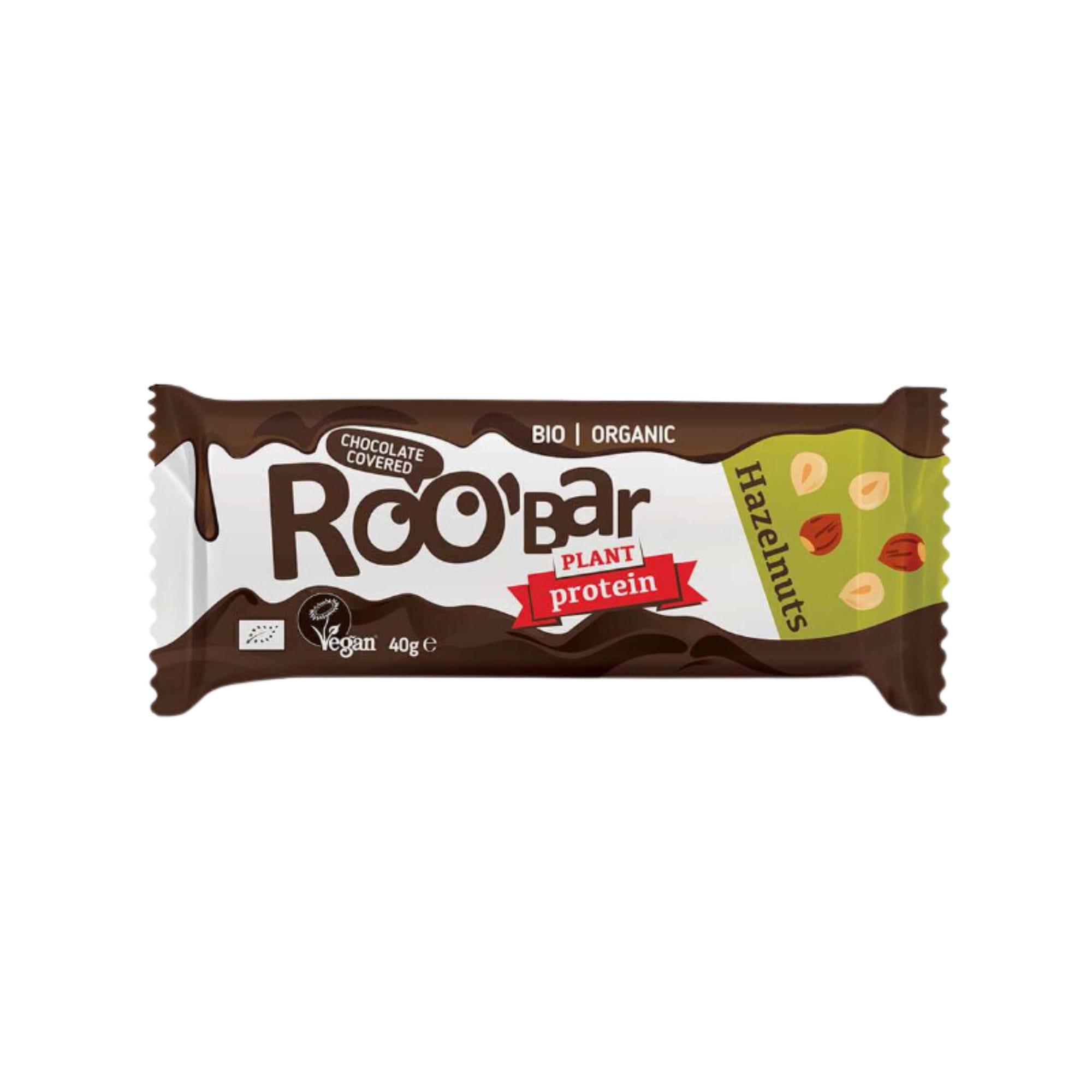Roobar Organic Hazelnut Protein Bar Covered with Chocolate 40g Roobar Organic Protein Hazelnut Bar Covered With Chocolate 40g - Image 1