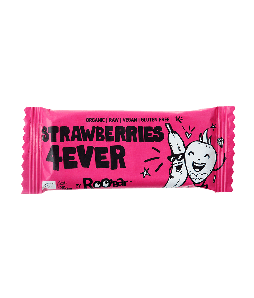 Roobar20Raw20bar20Strawberries204ever2030g.png Roobar Organic Strawberries 4ever Bar 30g - Image 1