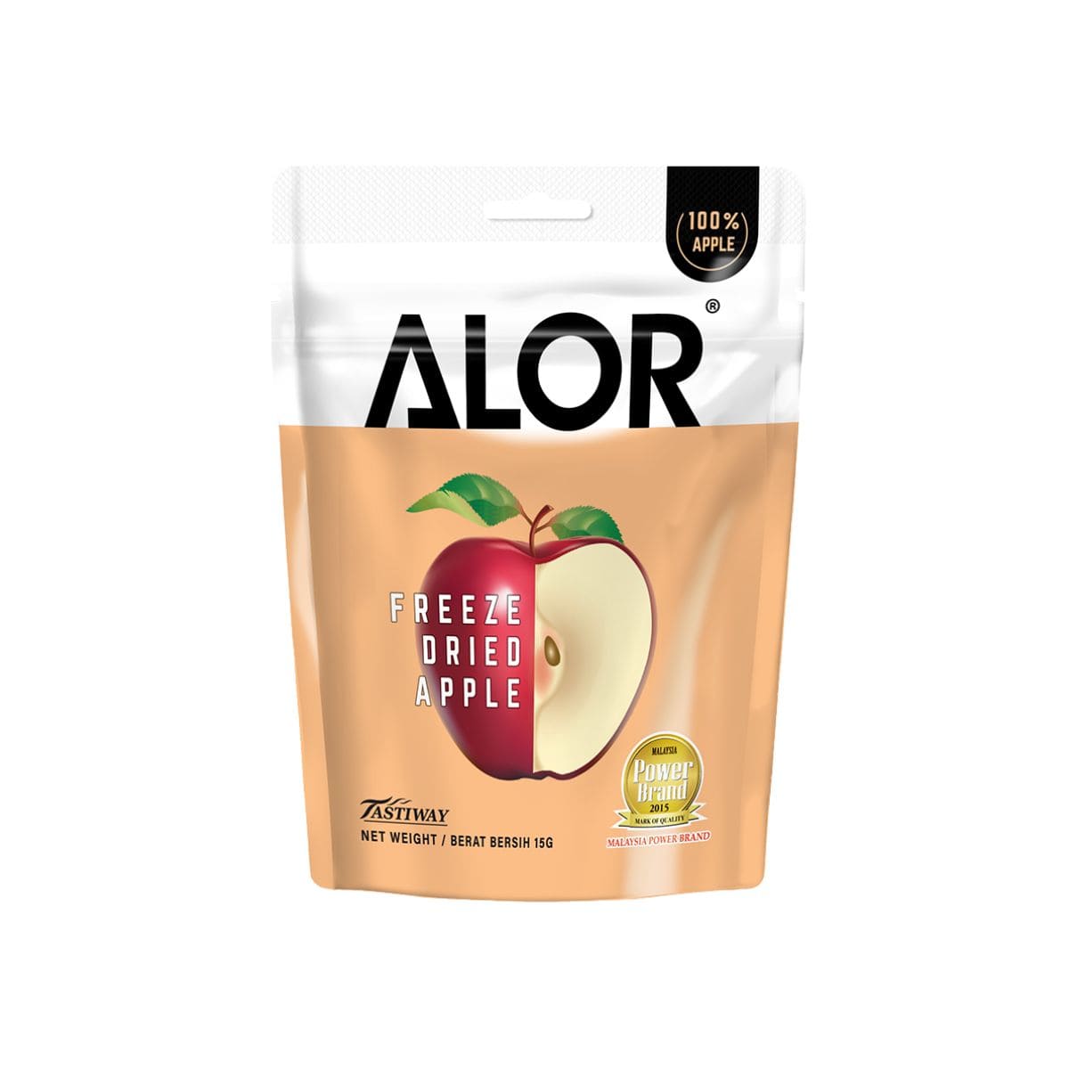 Alor Freeze Dried Apple 15g Alor Freeze Dried Apple 15g – light crunchy freeze-dried apple snack