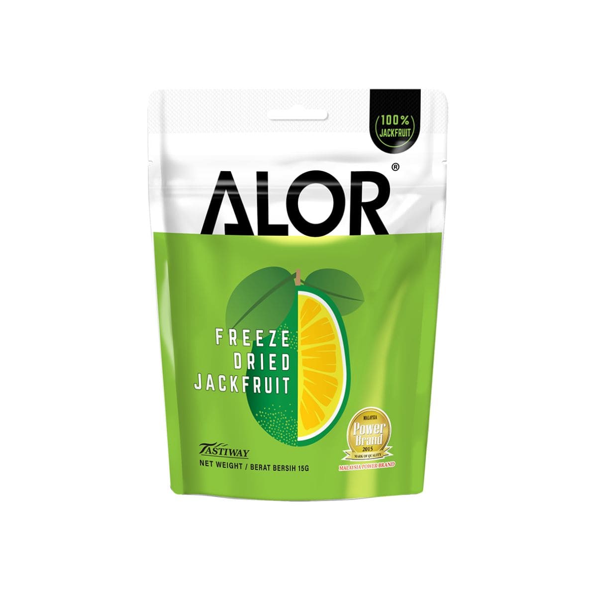 Alor Freeze Dried Jackfruit 15g Alor Freeze Dried Jackfruit 15g – light crunchy freeze-dried tropical jackfruit snack
