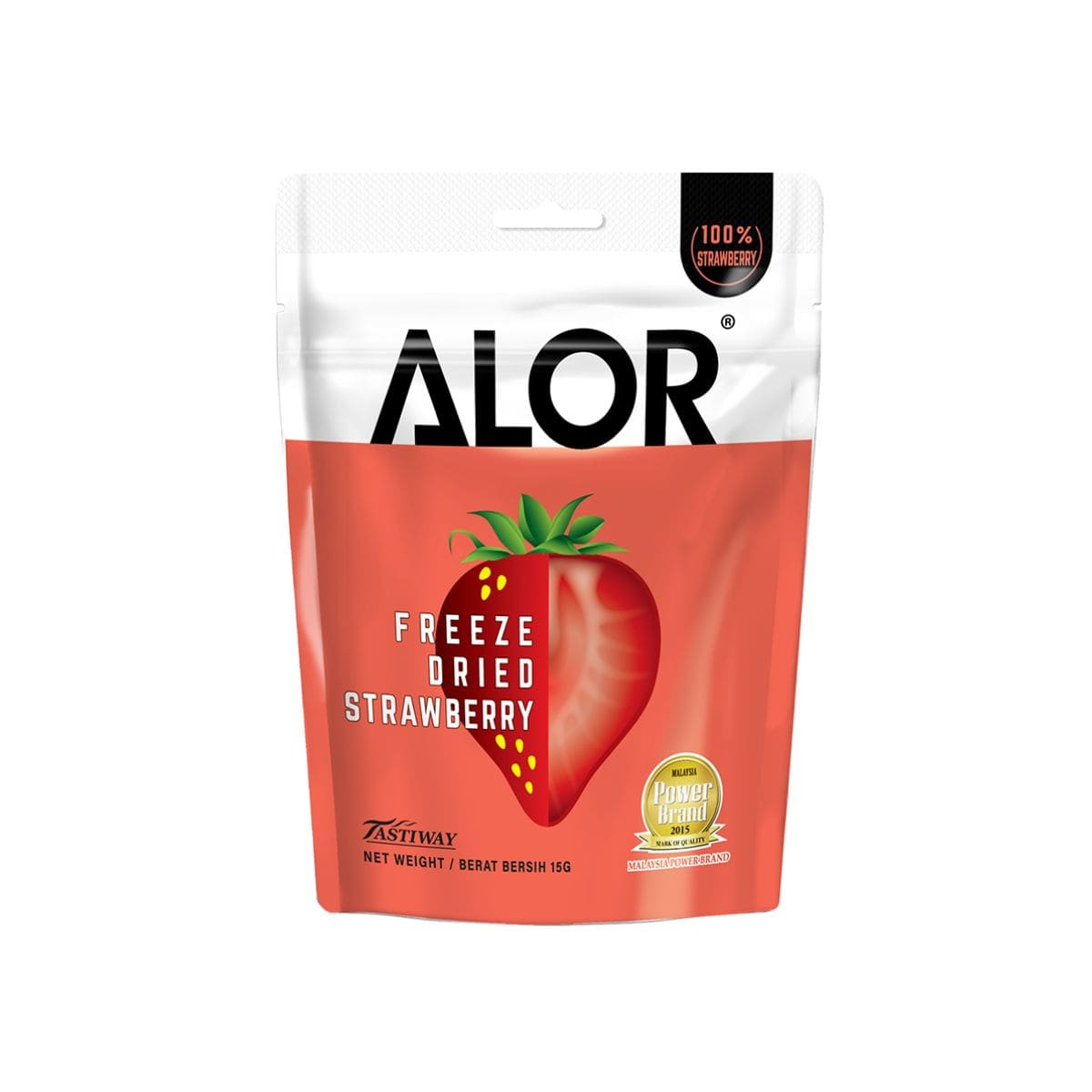 Alor Freeze Dried Strawberry 15g Alor Freeze Dried Strawberry 15g – light crunchy freeze-dried whole strawberry snack