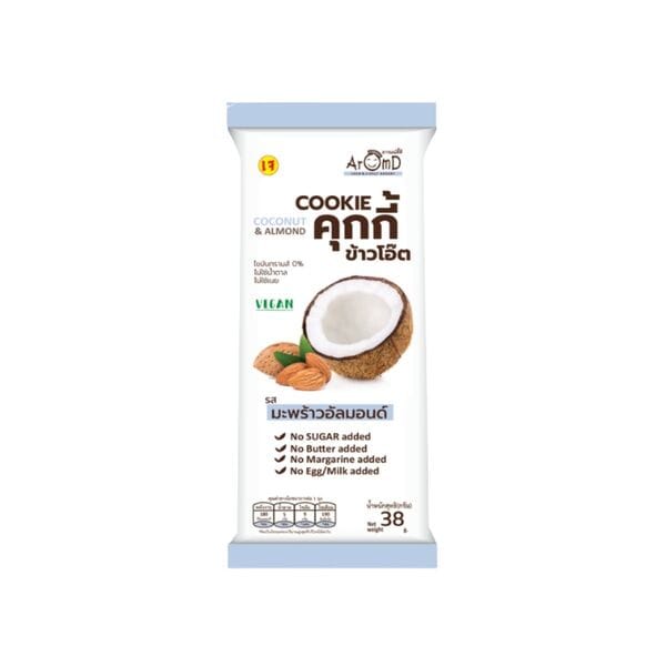 AromD Coconut & Almond Oat Cookies 38g AROM-D Lean Oat Cookie Coconut Almond 38g โ low calorie lean oat cookie snack