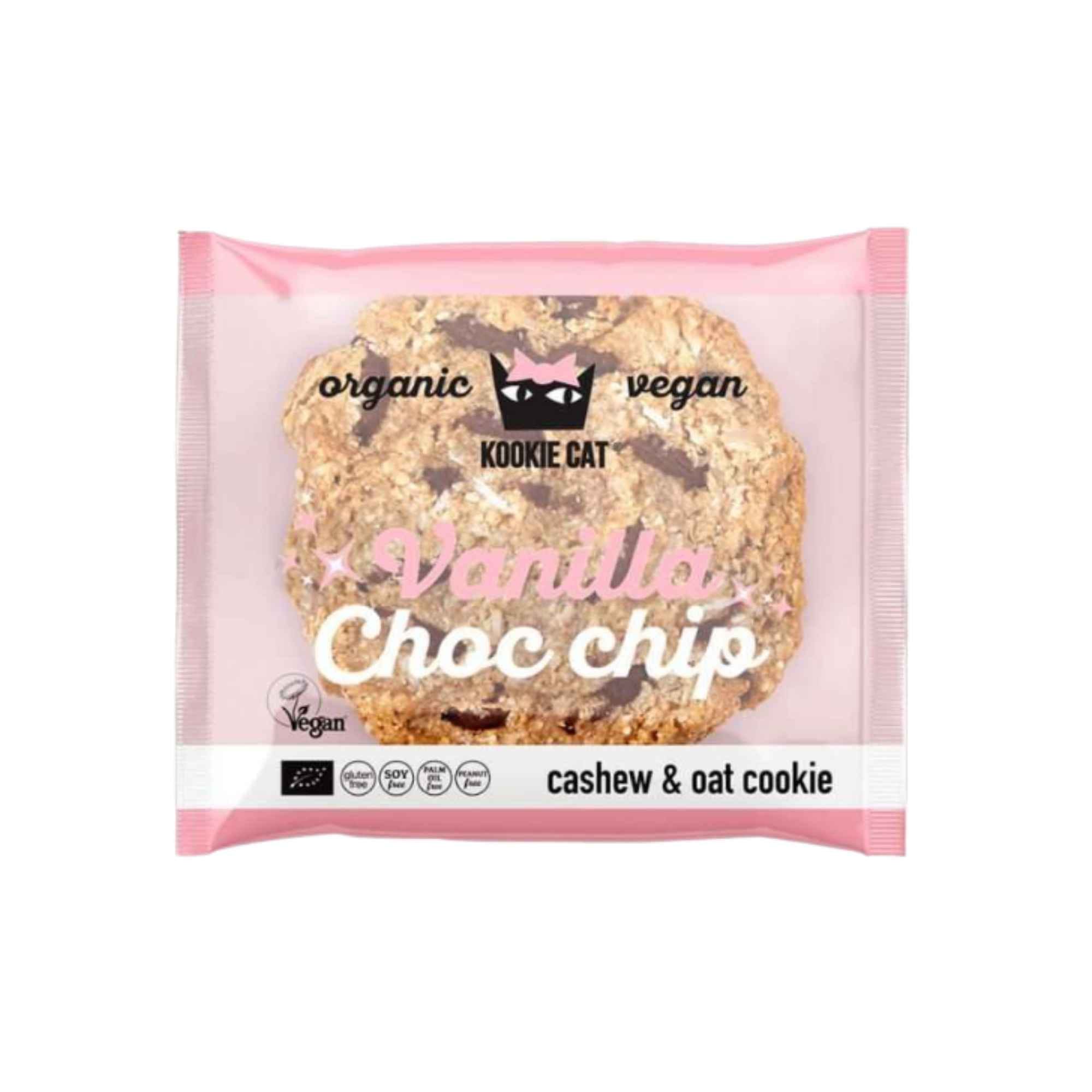 Kookie Cat Organic Vanilla & Choc Chip Cookie 50g Kookie Cat Organic Vanilla & Choc Chip Cookie 50g - Image 1