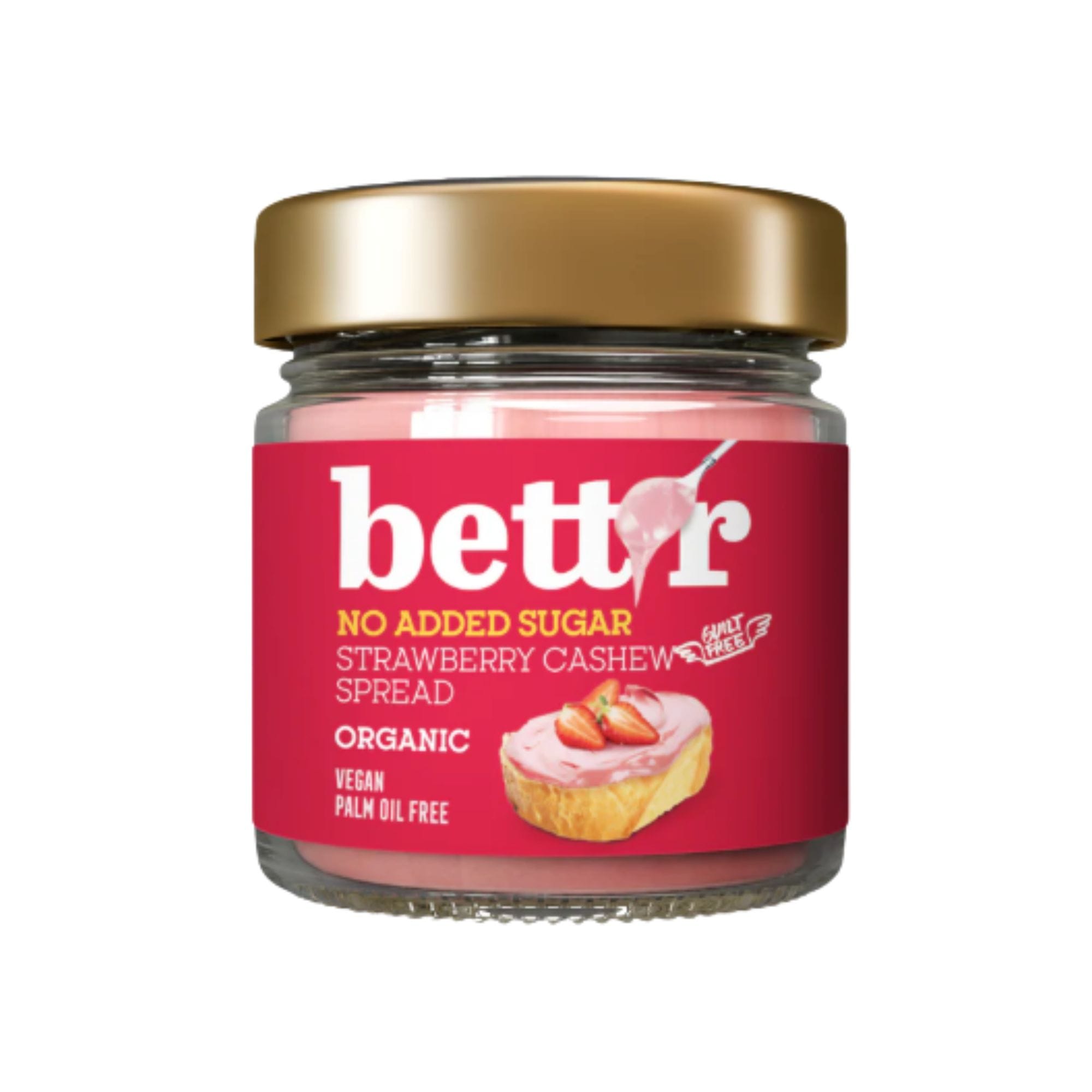 Bett'r Organic Strawberry and cashew spread with no added sugar 250g Bett'r Organic Strawberry and Cashew Spread With No Added Sugar 250g - Image 1