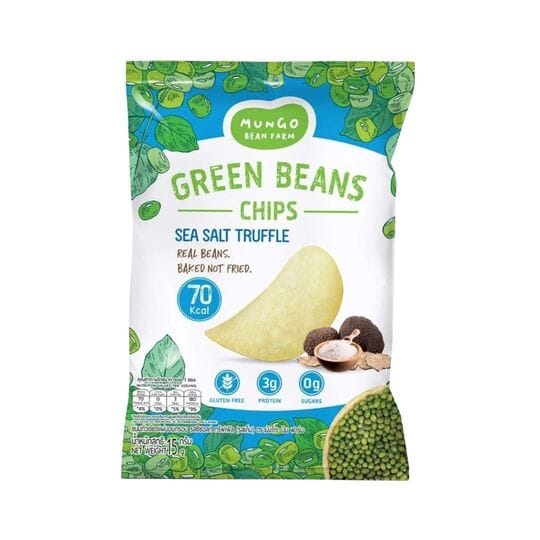 Mungo Green Beans Chips Sea Salt Truffle 15g Mungo Bean Farm Chips Sea Salt Truffle 15g โ premium mung bean chips with truffle flavour