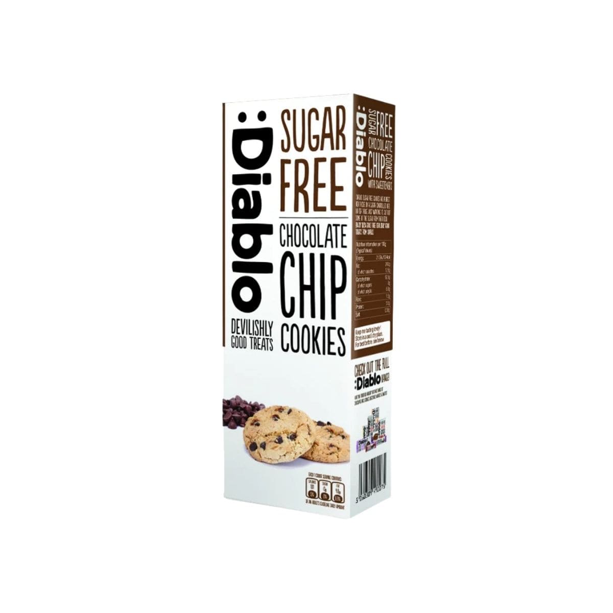 SUGAR FREE CHOCOLATE CHIP COOKIES Diablo Sugar-Free Chocolate Chip Cookies Sweetened with Maltitol 130g – classic low sugar chocolate chip cookies