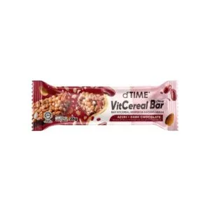 d'TIME VitCereal Chewy Bar Azuki Red Bean & Dark Chocolate 26g — packaged chewy cereal bar with azuki red beans, almonds, and dark chocolate, 26g serving