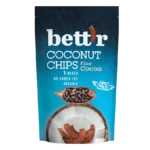 Bett'r Organic Coconut Chips Fine Cocoa 40g – organic coconut chips with rich fine cocoa, dairy-free chocolate snack