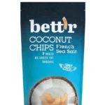 Bett'r Organic Coconut Chips French Sea Salt 40g – pure organic coconut chips lightly seasoned with French sea salt